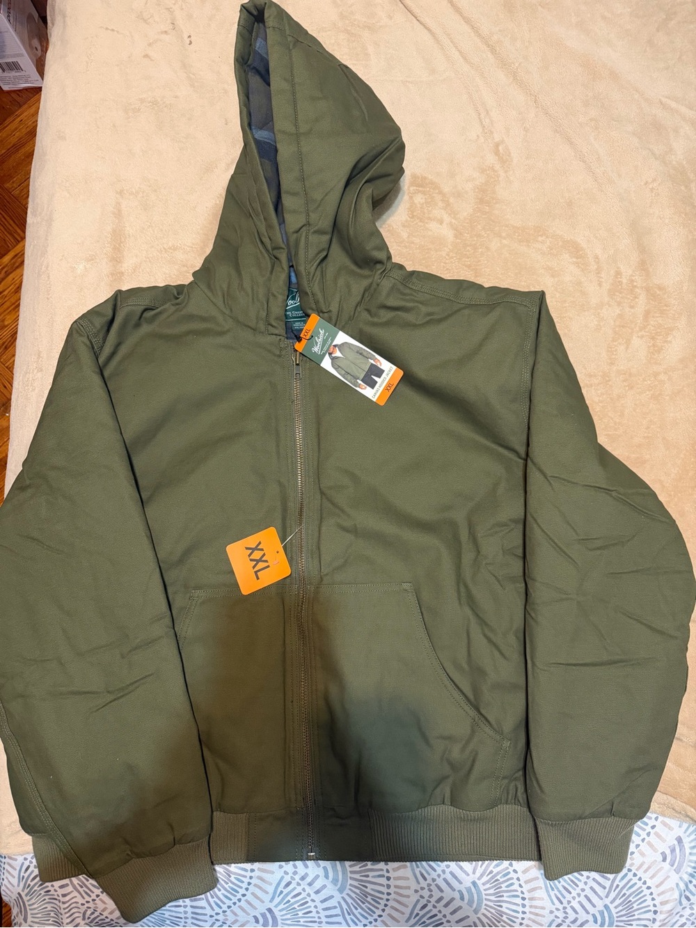 Men’s size XXL Olive Green Zip-Up Hooded Jacket
